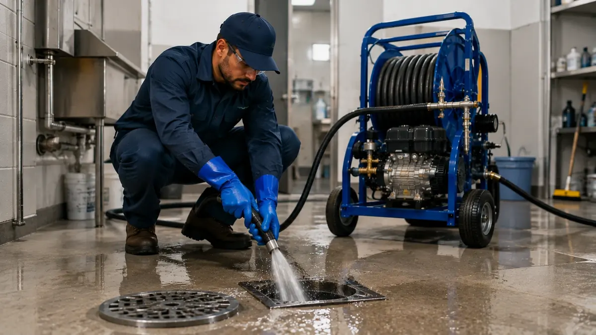 Floor Drain Hydro Jet Cleaning in Fowler